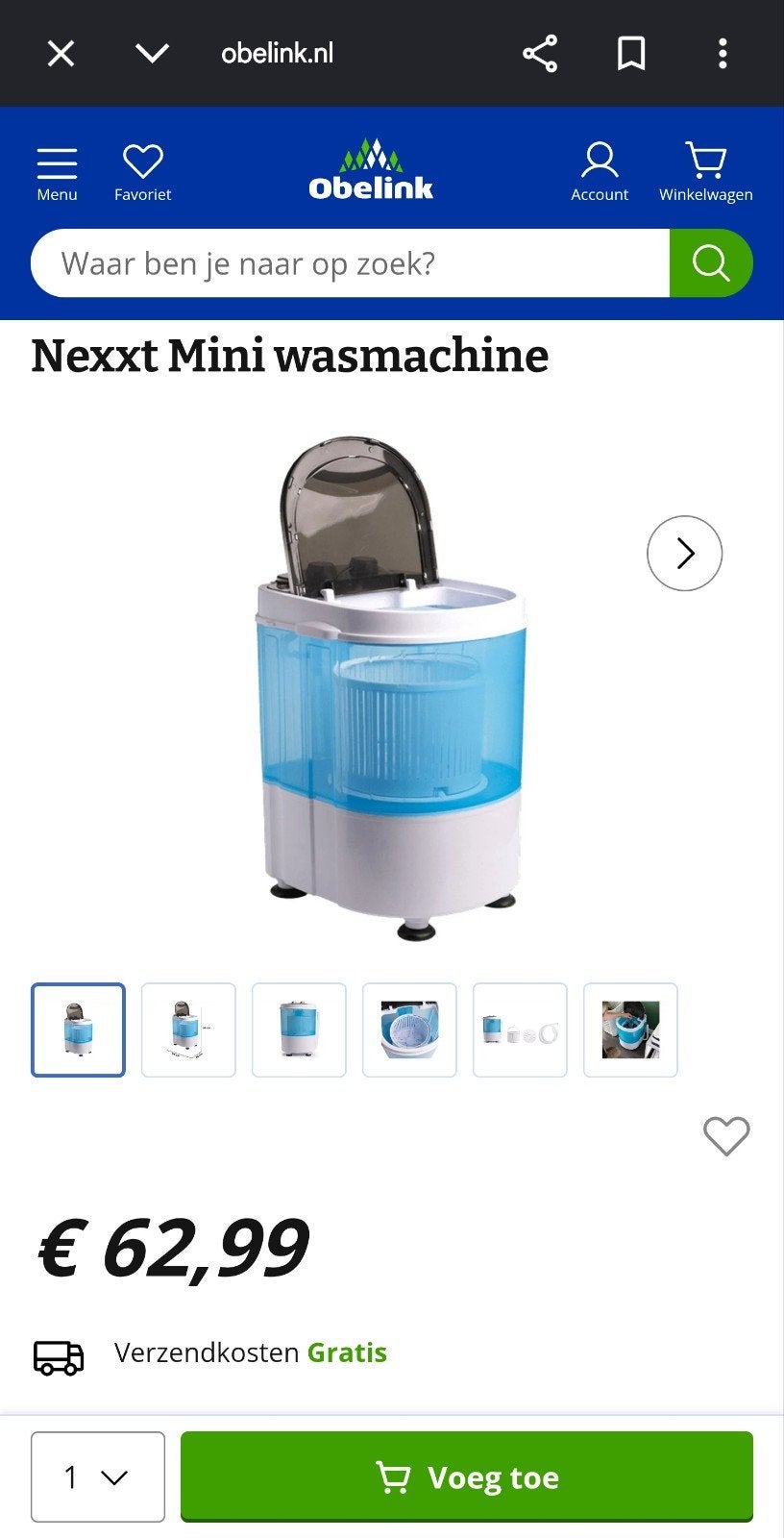 Nexxt Mini Wasmachine - Compact en Efficiënt, Ophalen, Nieuw