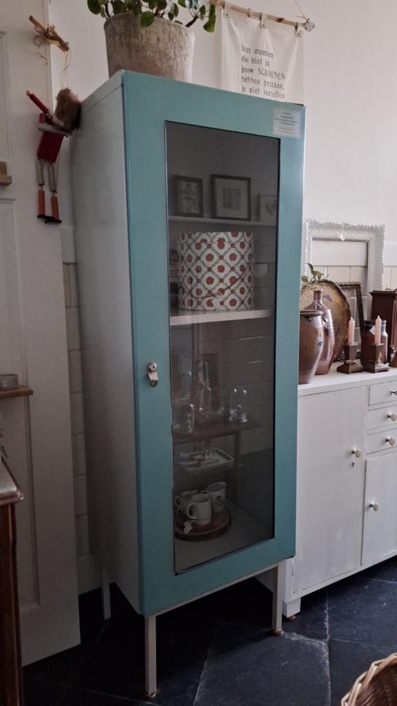 Retro Vintage Industriële Apothekerskast Vitrinekast DDR, Ophalen, Gebruikt, Vintage, 50 tot 100 cm