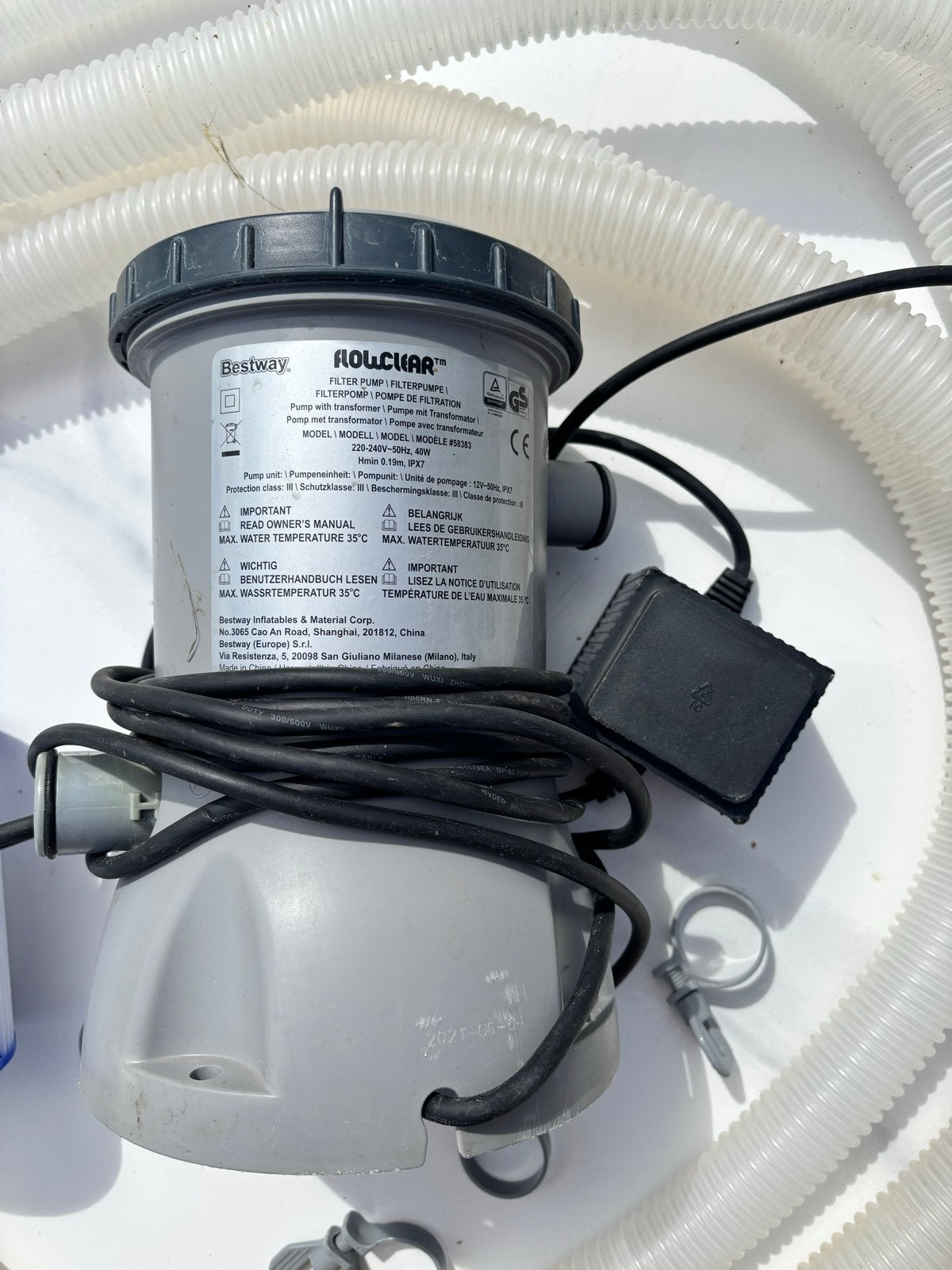 Bestway Flowclear Zwembadpomp 58383 met accessoires, Ophalen, Gebruikt, Zwembadpomp