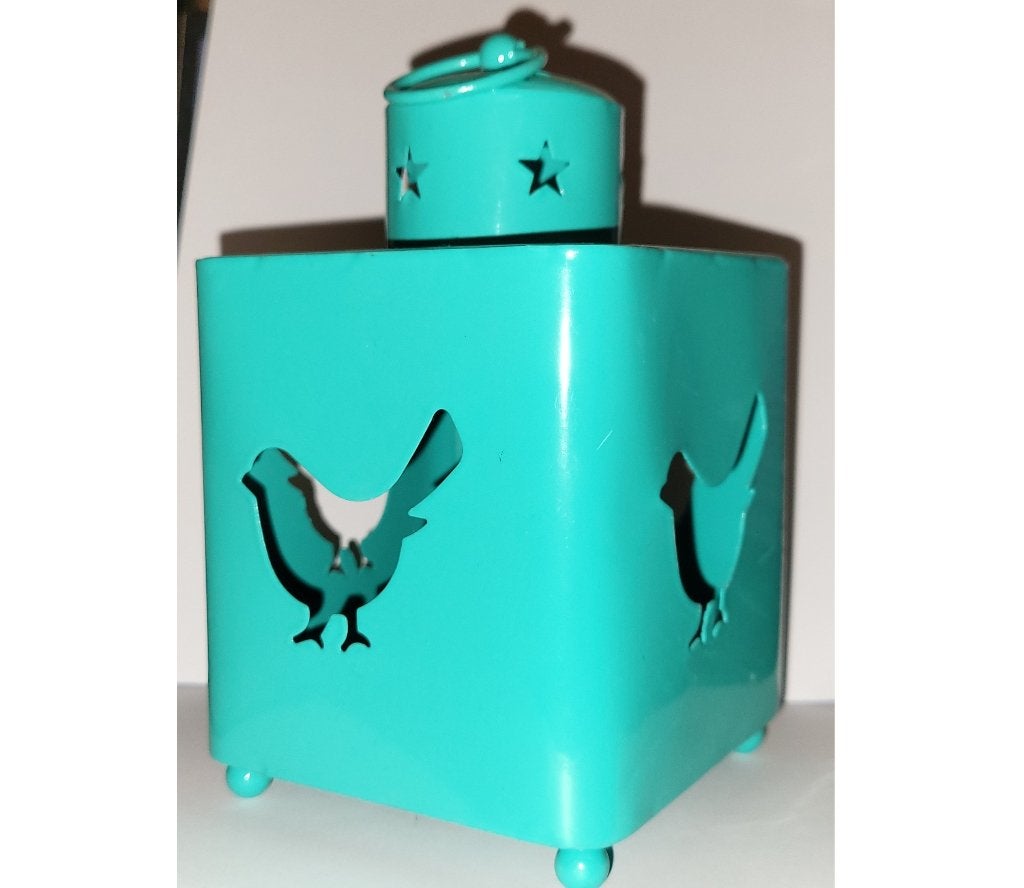 Metalen lamp lantaarn, waxinelichthouder met leuke vogels, Ophalen of Verzenden, Huis en Inrichting