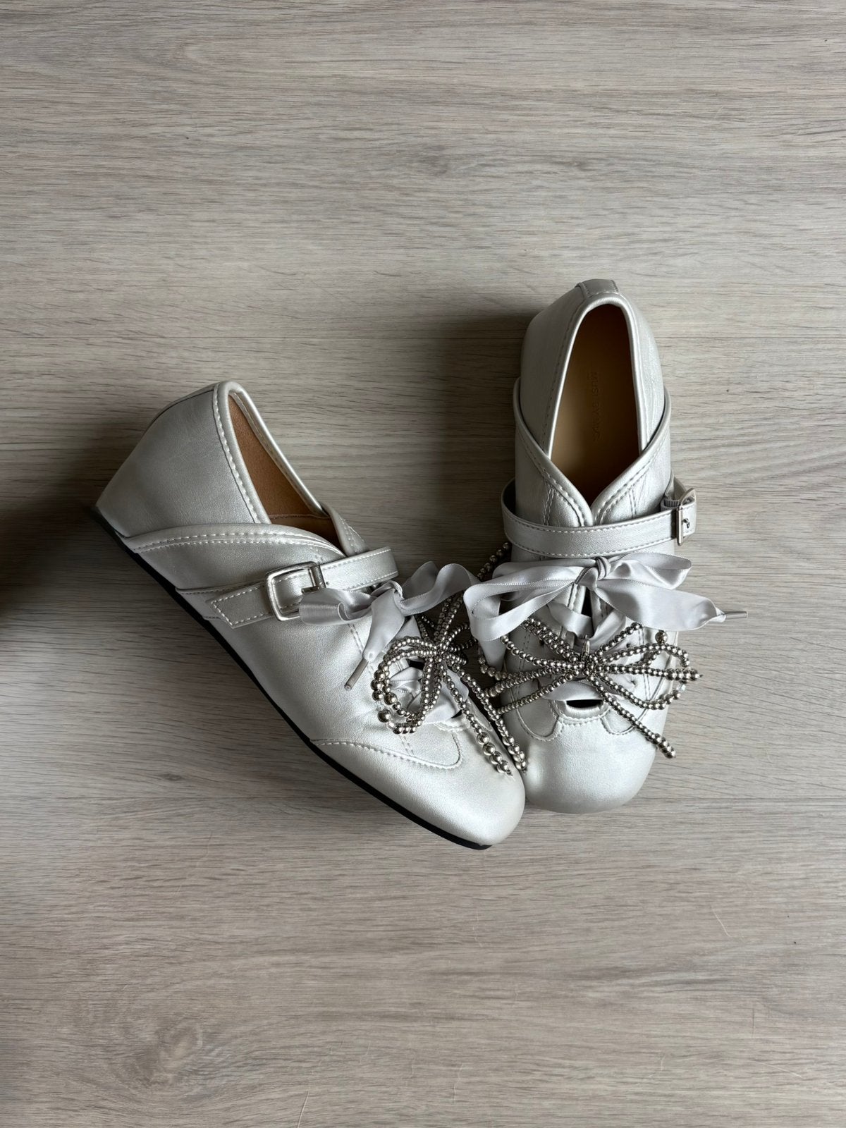 Metallic Silver Ballet Sneaker Mary Jane Flats - Silver, Nieuw, Grijs, Ballerina's, Ophalen of Verzenden