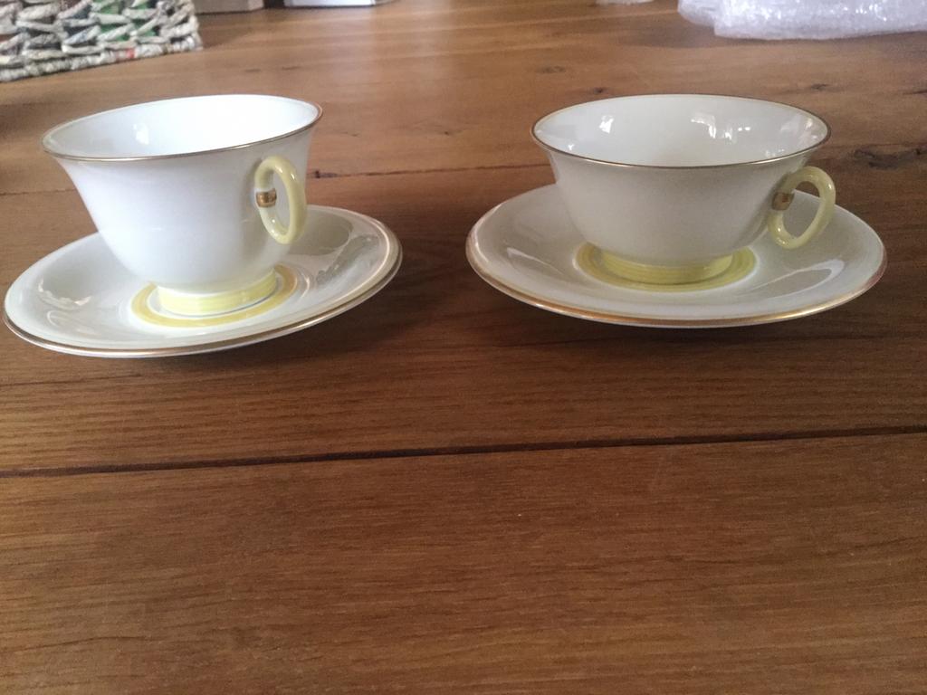 Servies Pirken Hammer met geel en gouden randje, Ophalen of Verzenden