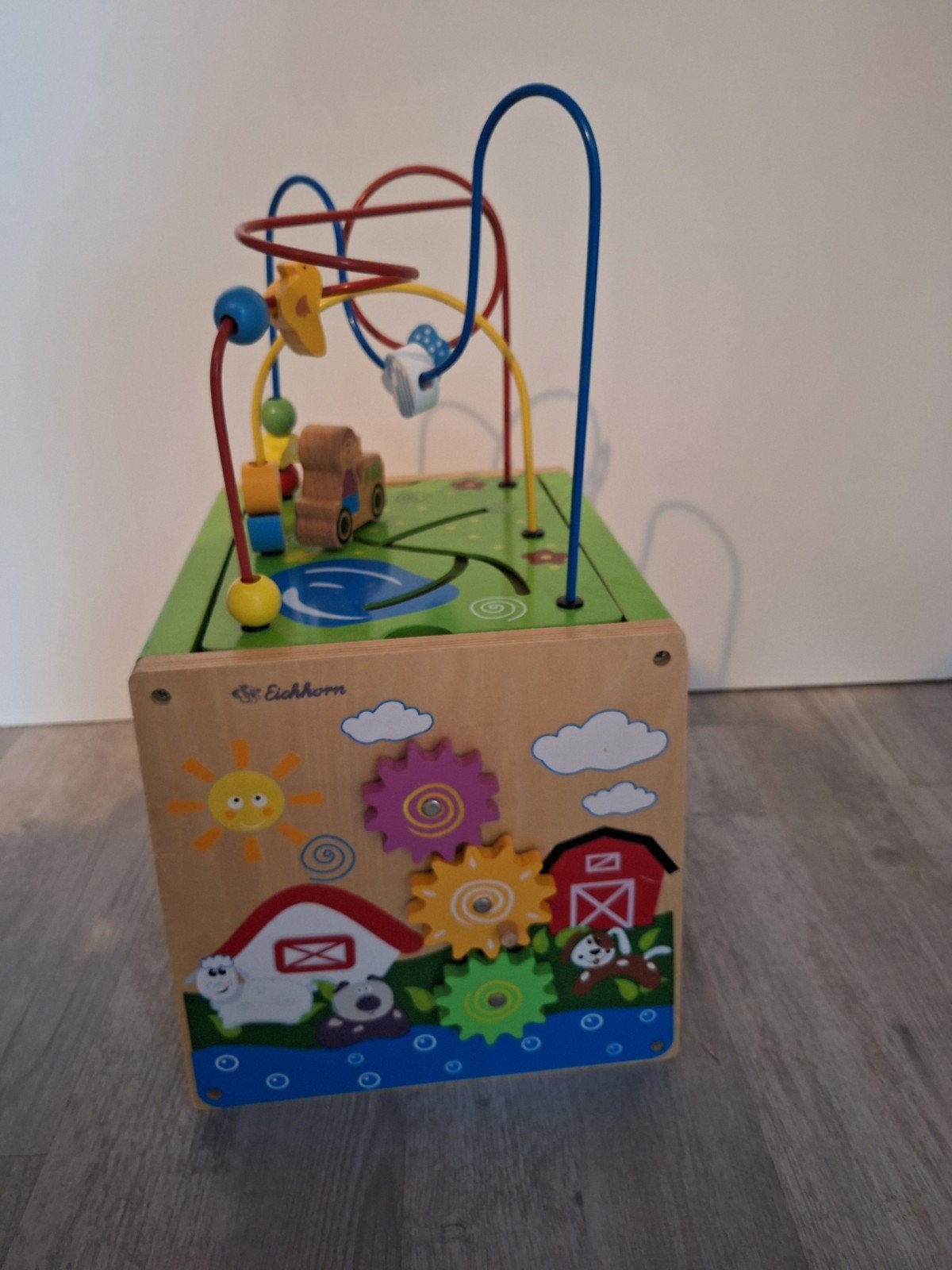 Houten activiteitenkubus met kralenframe en telraam, Ophalen, Gebruikt, Overige typen