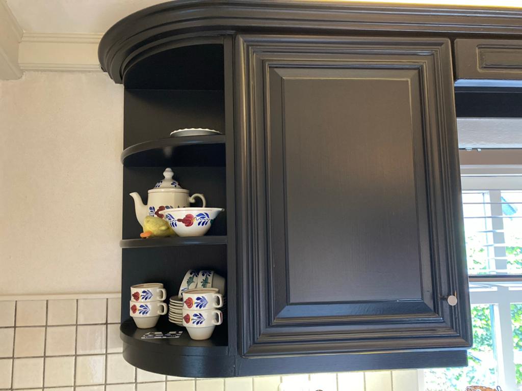 Zwarte keuken met boven- en onderkastjes en koelkastkast, Ophalen of Verzenden, Gebruikt, Zwart, Overige typen