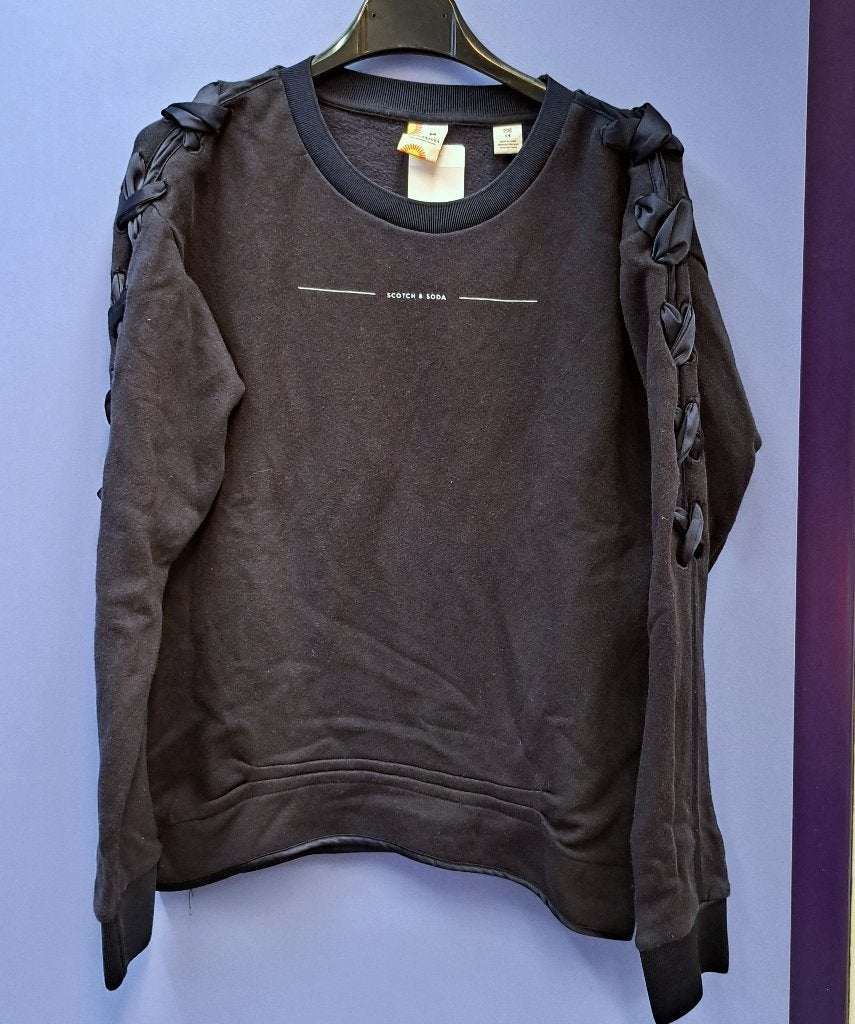 Scotch & Soda donker blauwe trui, gestrikte mouwen 164 46868, Meisje, ., Trui of Vest, Scotch & Soda