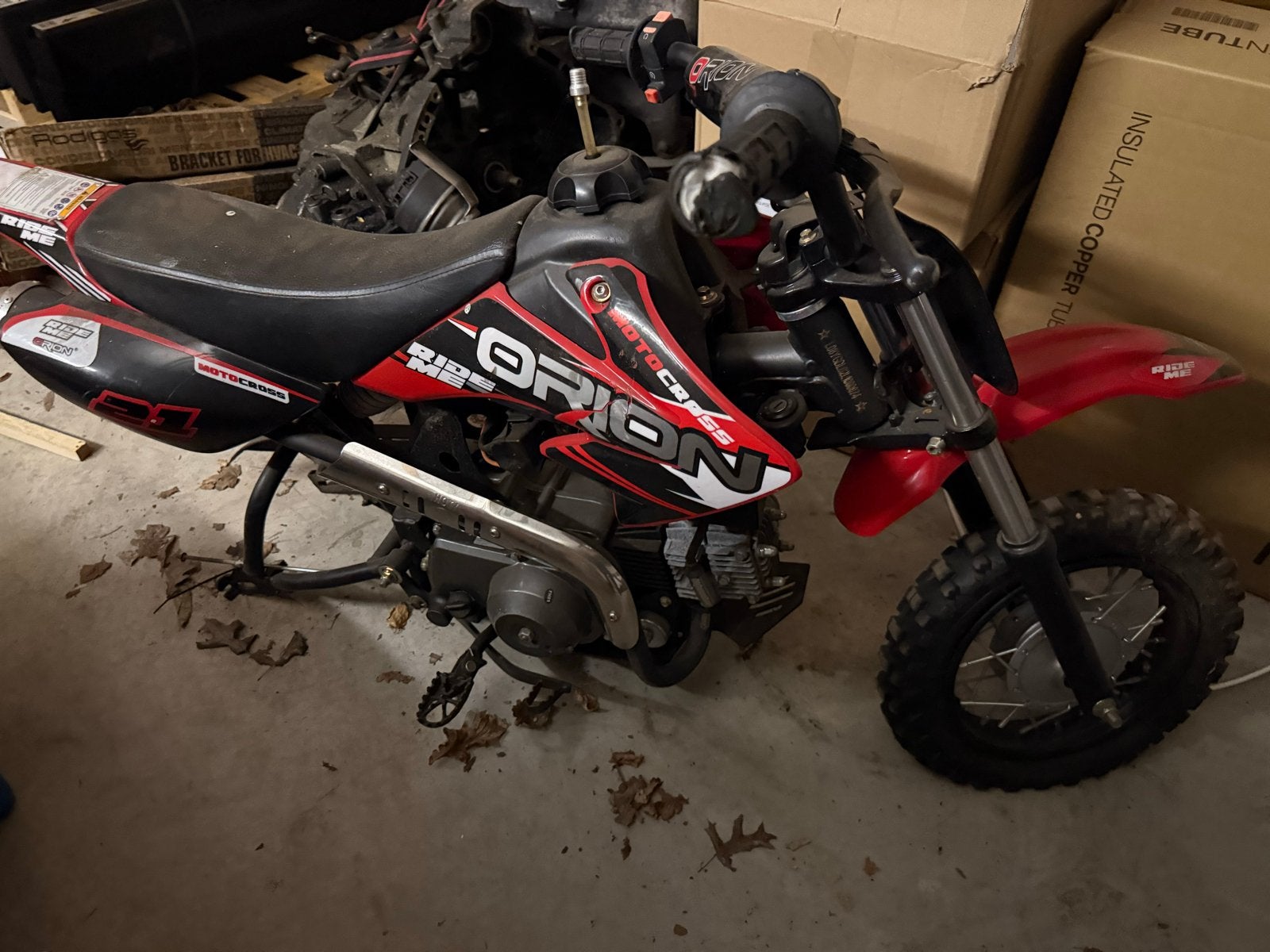 Orion Pitbike met 2 lekke banden, Fietsen en Brommers, Ophalen, Gebruikt, Pitbike