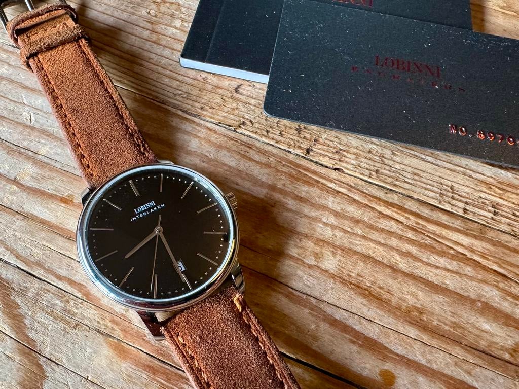 Lobinni Interlaken automaat - Miyota 9015 (28k8), Sieraden, Tassen en Uiterlijk, Horloges | Heren, Leer, Staal, Ophalen of Verzenden