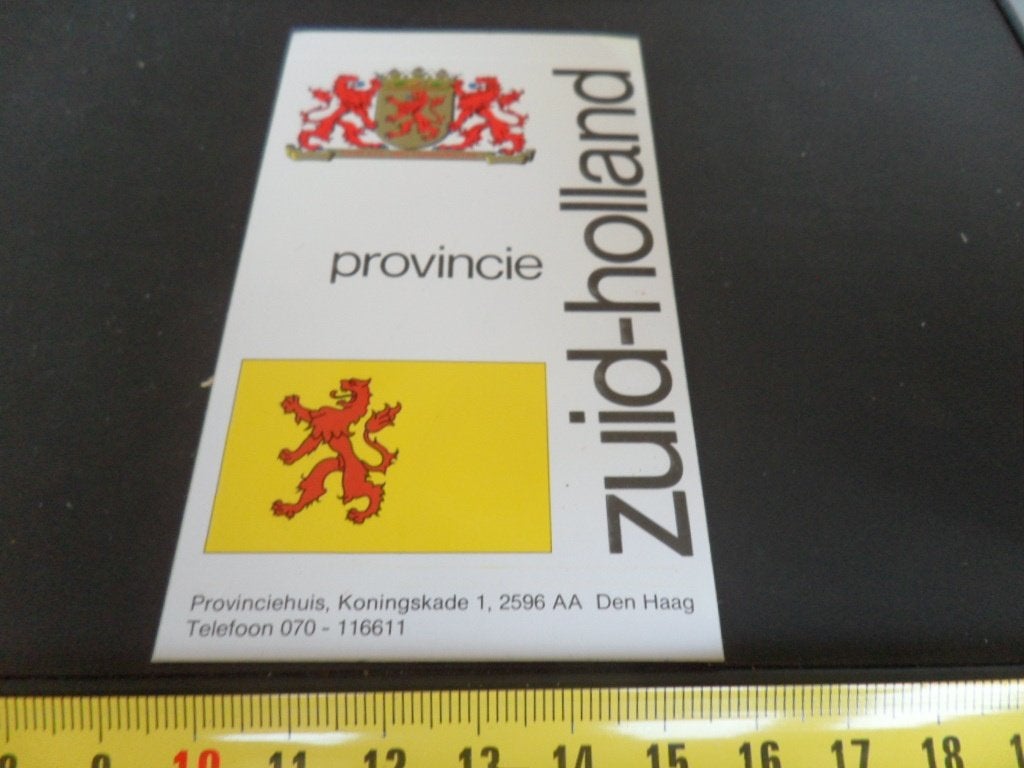 sticker Provincie Zuid - Holland Wapen Vlag, Ophalen of Verzenden, Zo goed als nieuw