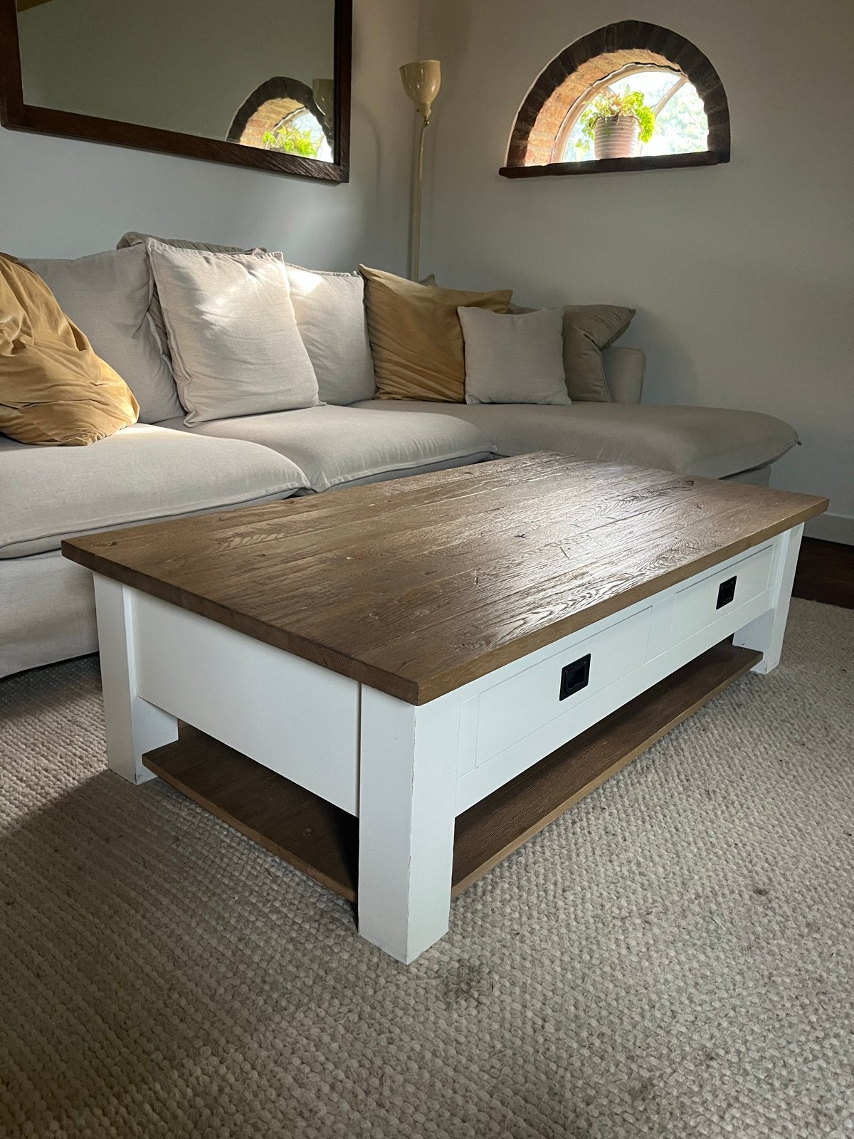 Salontafel met lades en opbergruimte, Huis en Inrichting, Ophalen, Gebruikt, 100 tot 150 cm, 50 tot 100 cm