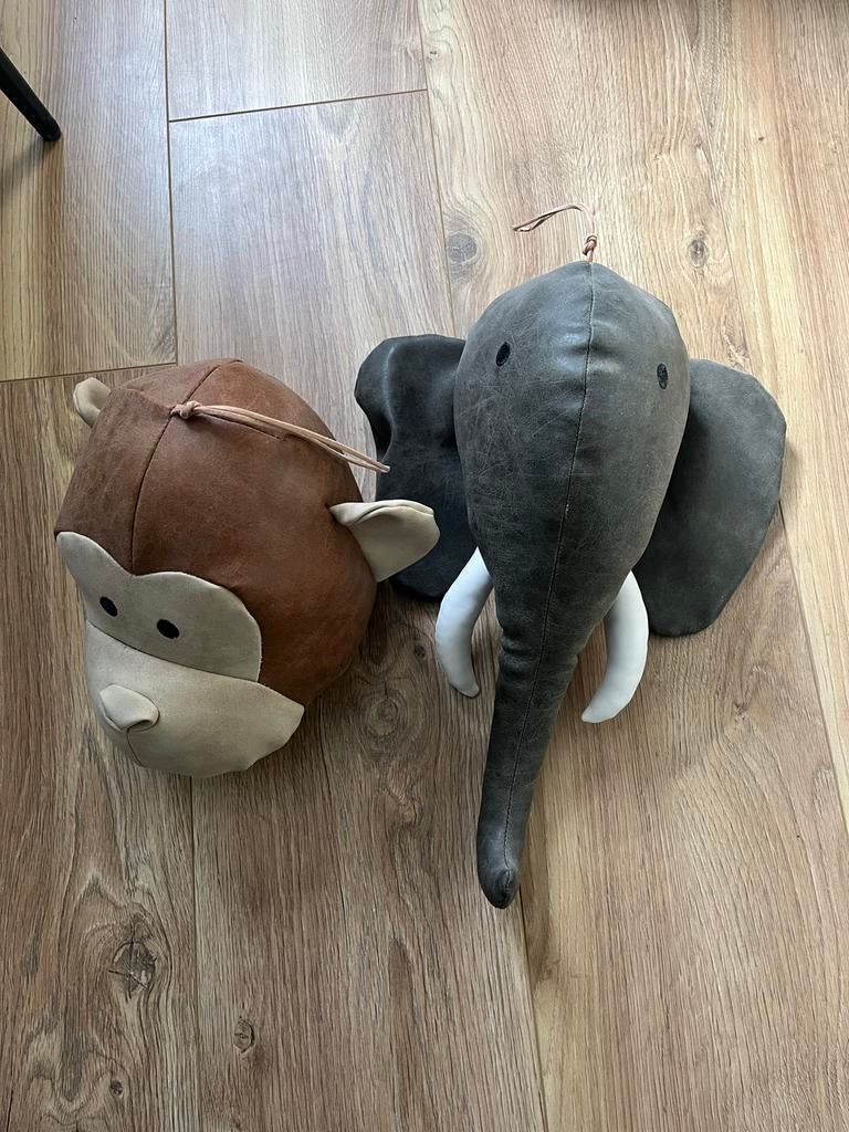 Decoratie Aap en Olifant, Ophalen of Verzenden, Gebruikt, Meerkleurig, Textiel