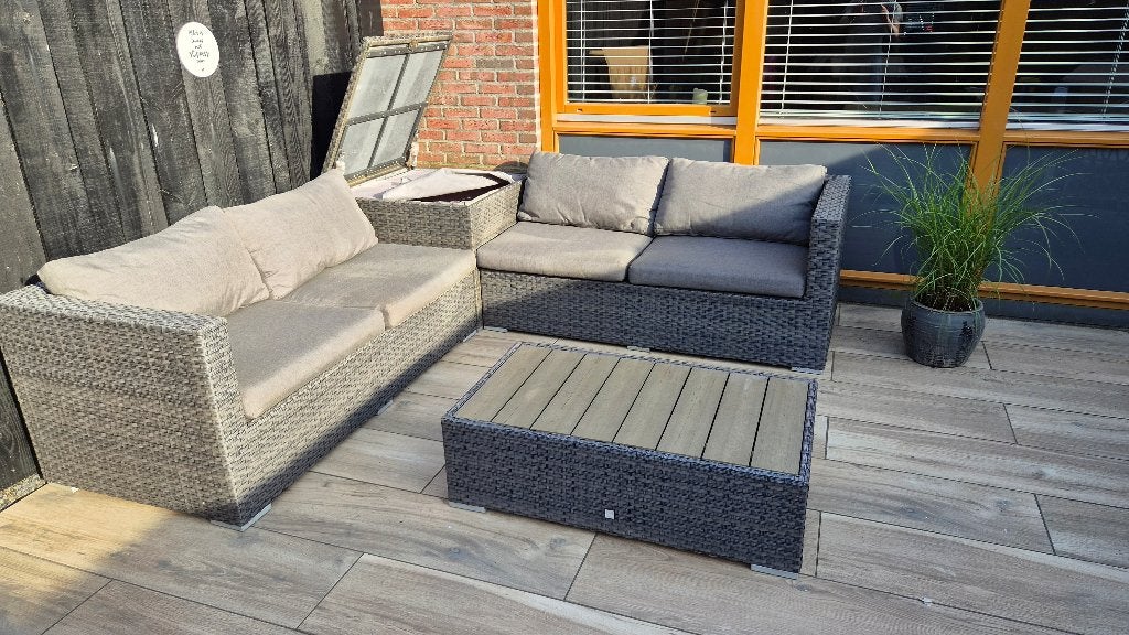 Nette loungeset met kussenbox, Tuin en Terras, Tuinsets en Loungesets, Ophalen, 4 zitplaatsen, Zo goed als nieuw, Loungeset