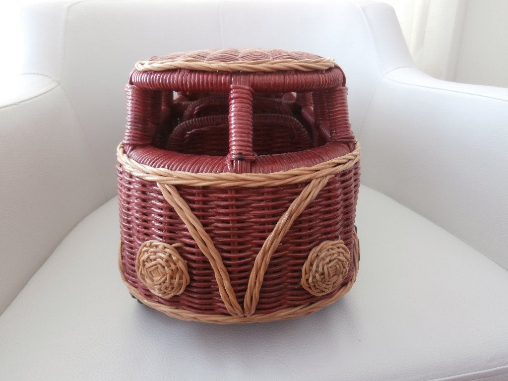 Rotan vlechtwerk decoratief klassiek model VW T1 bus, Ophalen