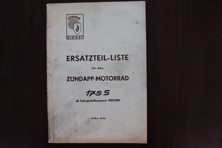 Zündapp 175S 1956 motorrad ersatzteil liste 175 S, Ophalen of Verzenden, Overige merken
