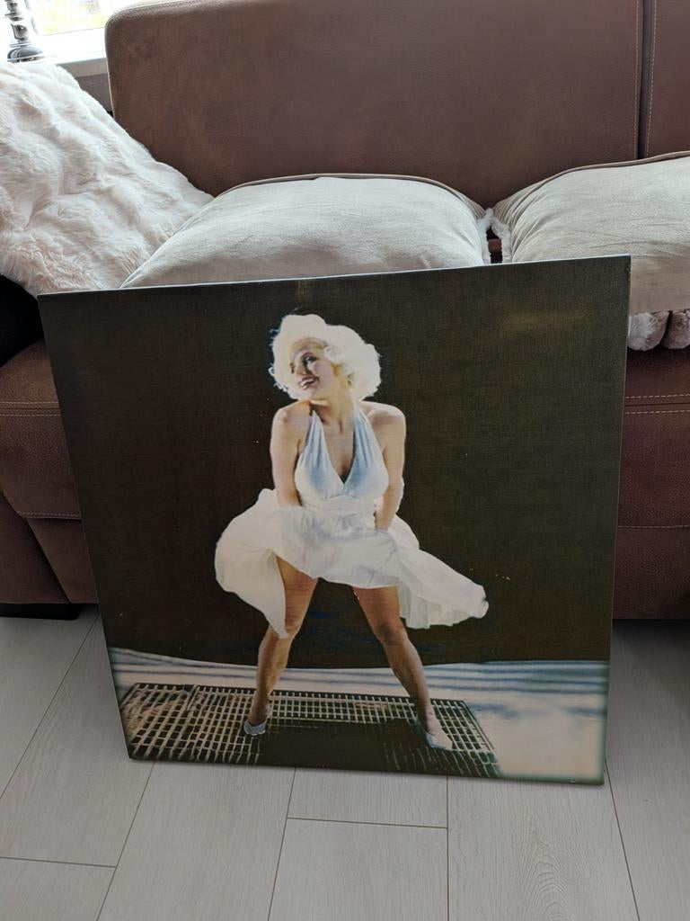 Portretfoto Marilyn Monroe op canvas, Ophalen of Verzenden, 50 tot 75 cm, Schilderij, 50 tot 75 cm