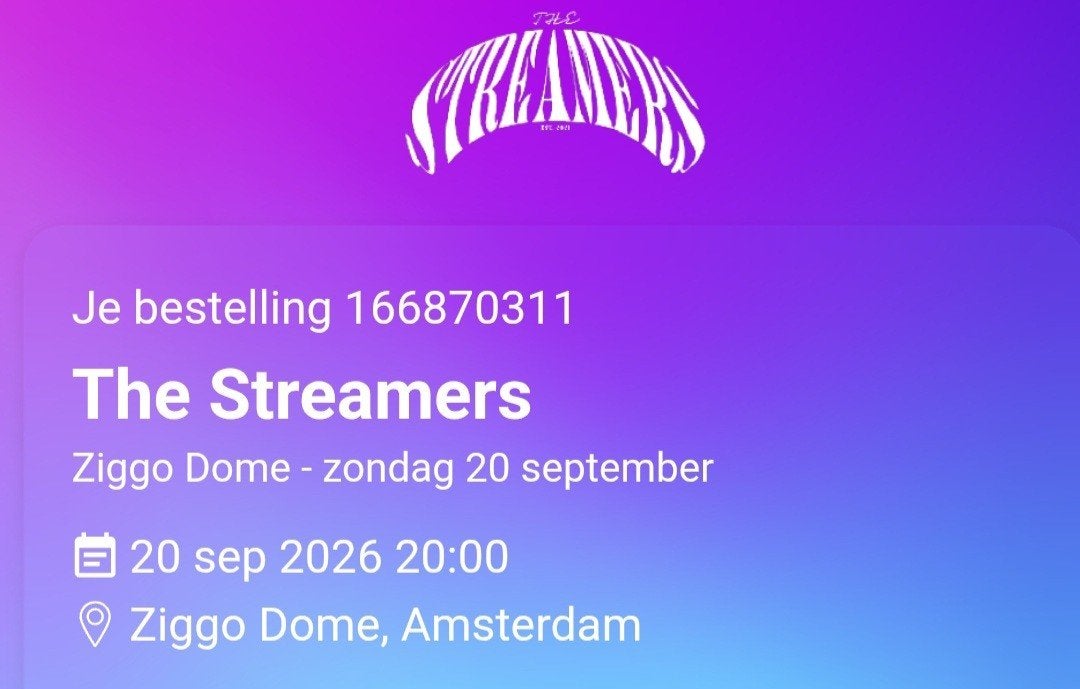Streamers 4 tickets staanplaatsen, Drie personen of meer, September
