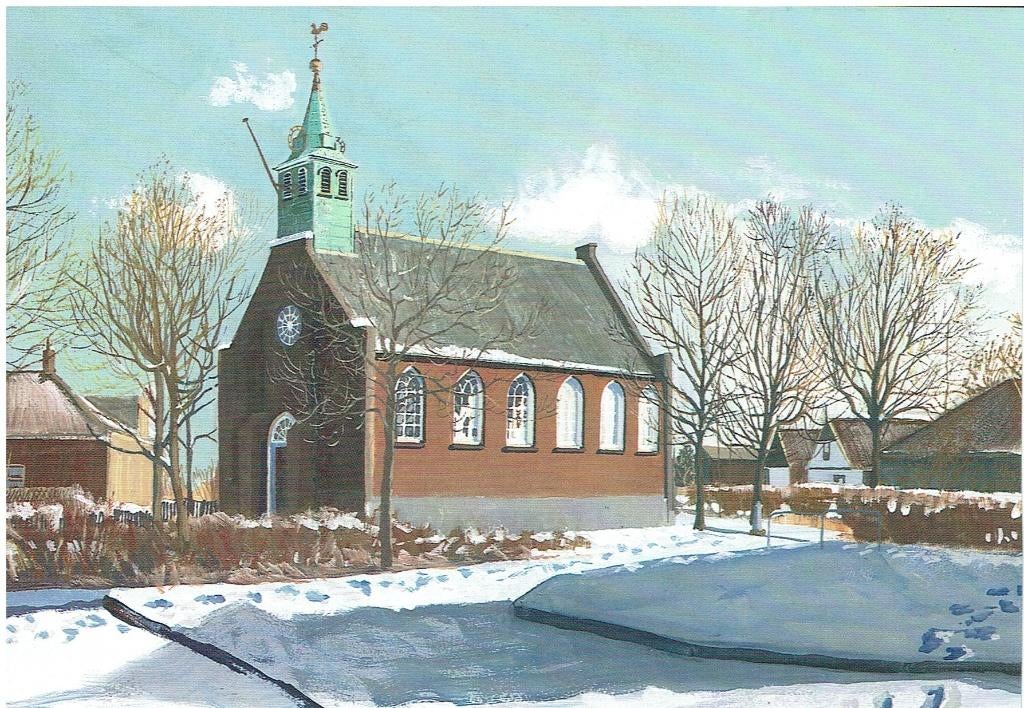 Fotokaart Kwadijk, N.H. Kerk, Aquarel, Verzamelen, Ophalen of Verzenden, 1980 tot heden, Ongelopen, Noord-Holland