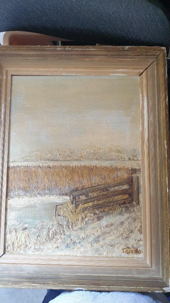 0261 weiland landschap - geschilderd door prinses beatrix, Antiek en Kunst, Ophalen of Verzenden