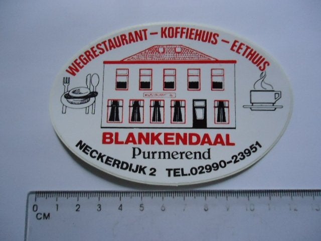 sticker oud Wegrestaurant auto truck stop Blankendaal purmer, Ophalen of Verzenden, Zo goed als nieuw, Bedrijf of Vereniging