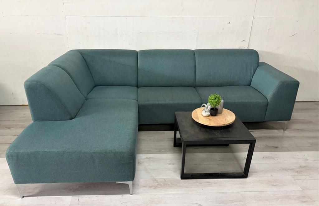 Hoekbank Turquoise - Professioneel gereinigd, 250 tot 300 cm, Hoekbank, Ophalen of Verzenden, Zo goed als nieuw
