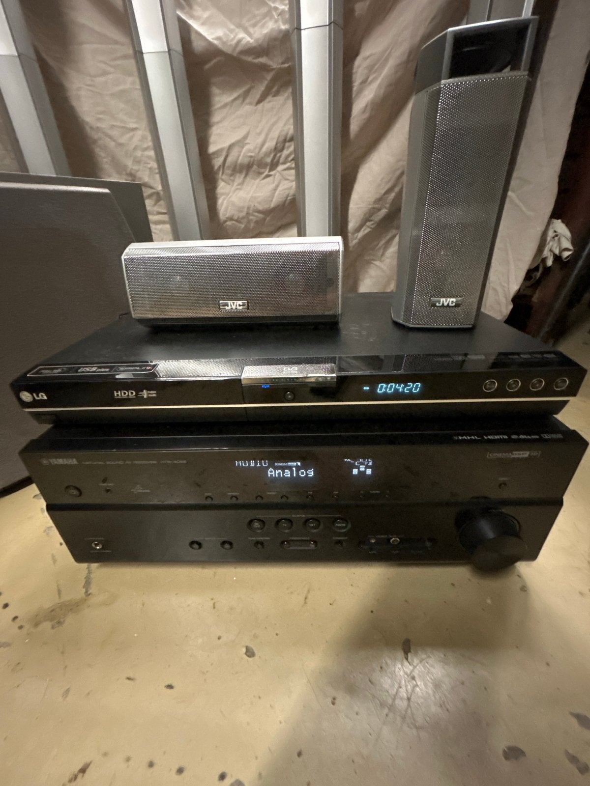 JVC Home Cinema Set met LG DVD-speler en Yamaha Receiver, Ophalen, JVC, 70 watt of meer, Dvd-speler
