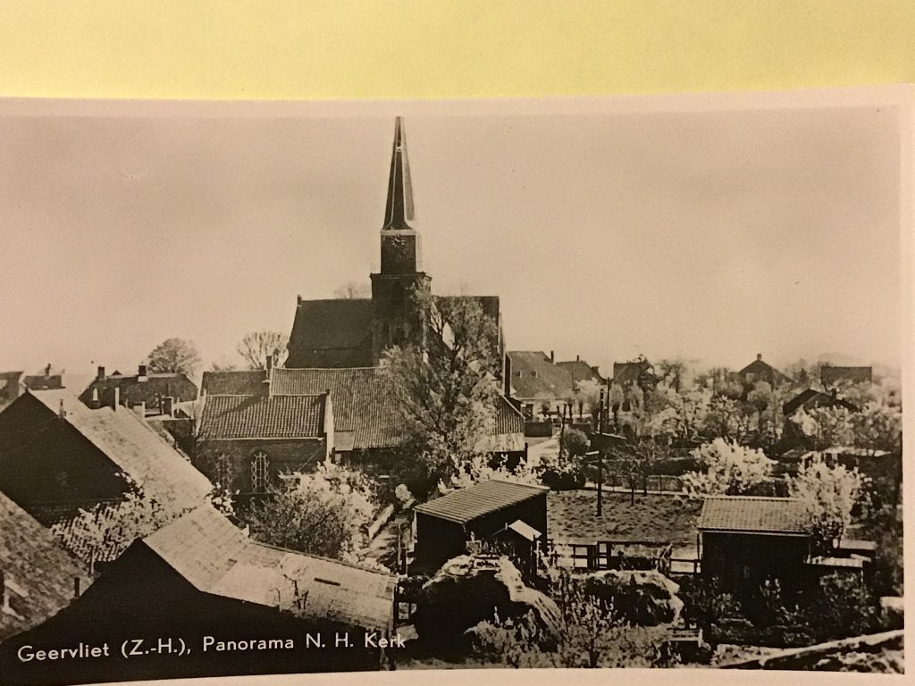 Oude Ansichtkaart Geervliet (Z.-H.), Panorama N.H. Kerk, Verzenden, Voor 1920, Gelopen, Zuid-Holland