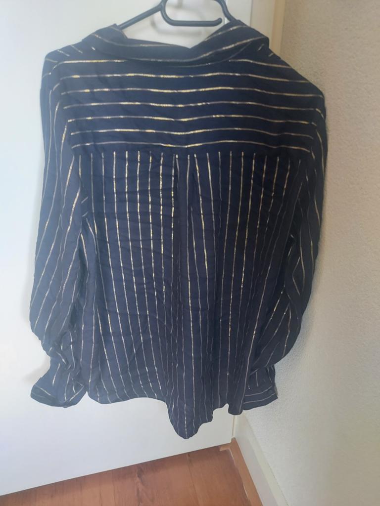 Nieuwe Only blouse met gouden strepen - Maat L, Only, Blauw, Maat 42/44 (L), Nieuw