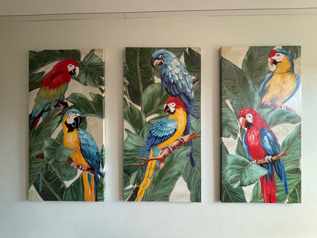 Papegaaien drieluik, Ophalen, Zo goed als nieuw, Schilderij, 75 – 100