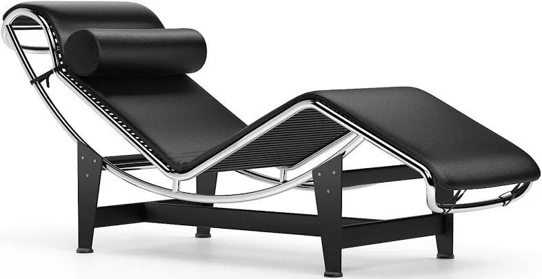 LC4 Chaise Longue - Zwart leer en chroom, Ophalen, Zwart, Leer, Zo goed als nieuw
