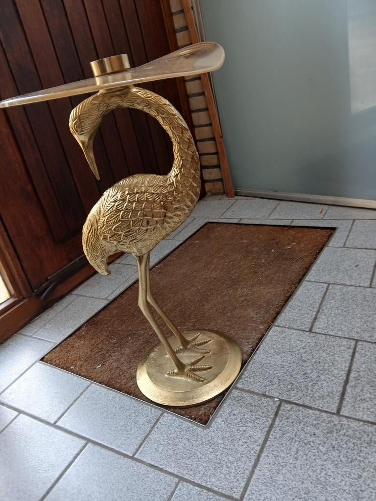 Bijzettafel Zwaan/Vogel met Glazen Blad - Vintage Stijl, Huis en Inrichting, Tafels | Bijzettafels, Minder dan 55 cm, Gebruikt