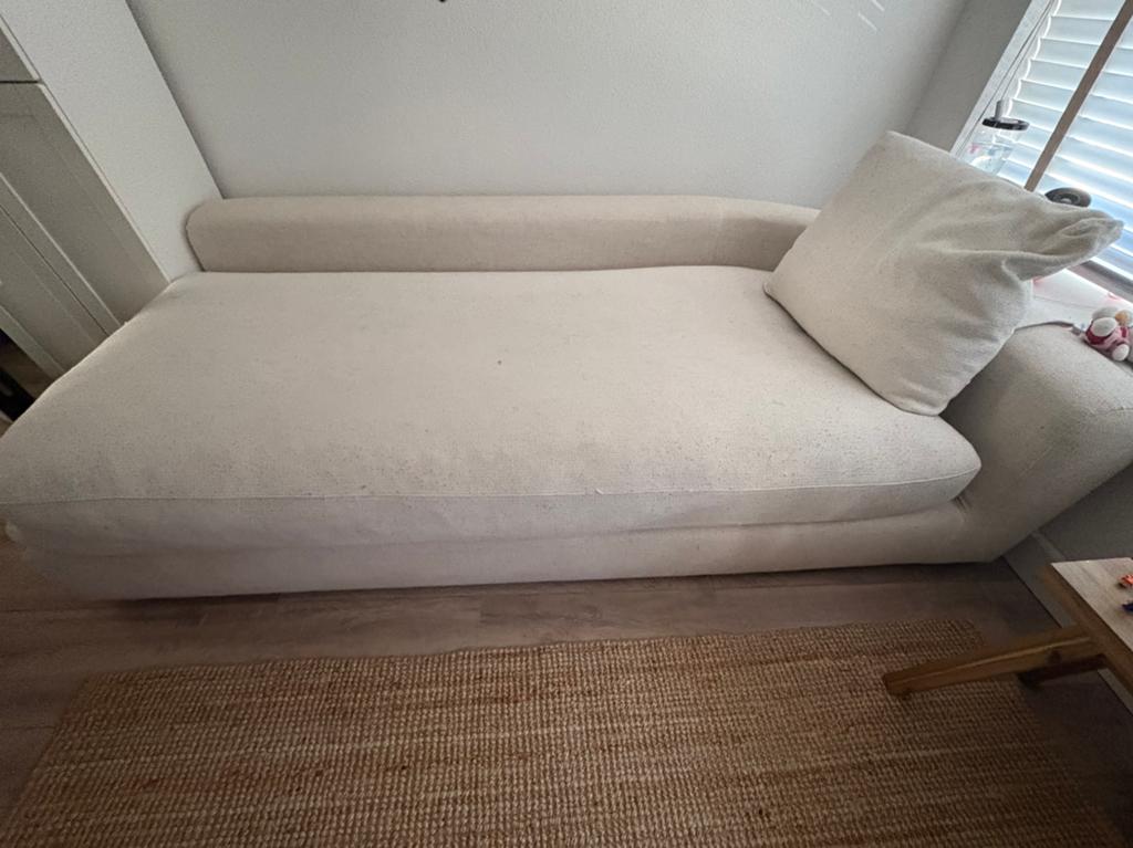 Comfortabele chaise longue, bank  - Crème, Ophalen, Gebruikt, Eenpersoons, 150 tot 200 cm