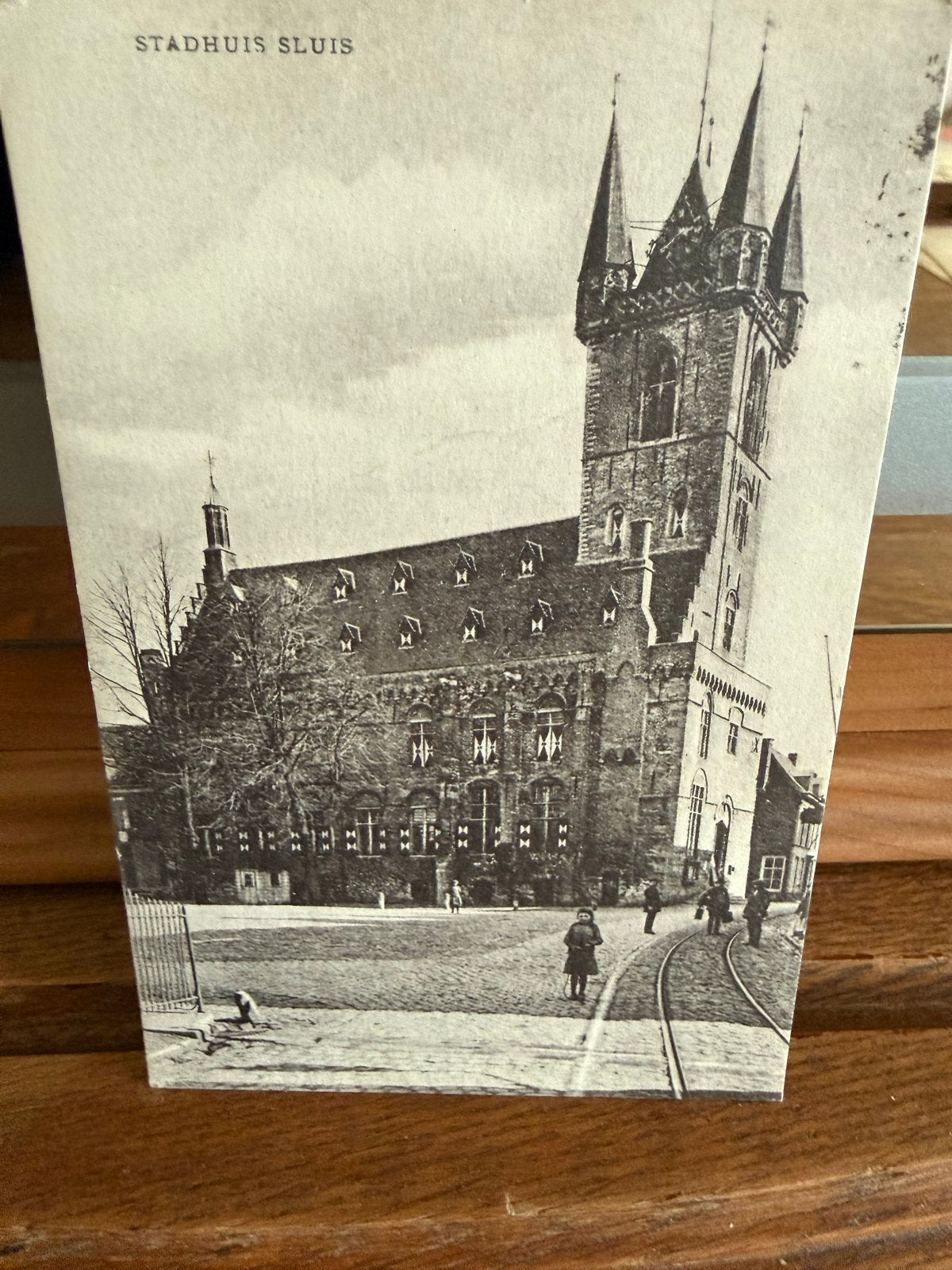 Oude briefkaart Stadhuis Sluis, Gelopen 1934, Ophalen of Verzenden, 1920 tot 1940, Gelopen, Zuid-Holland
