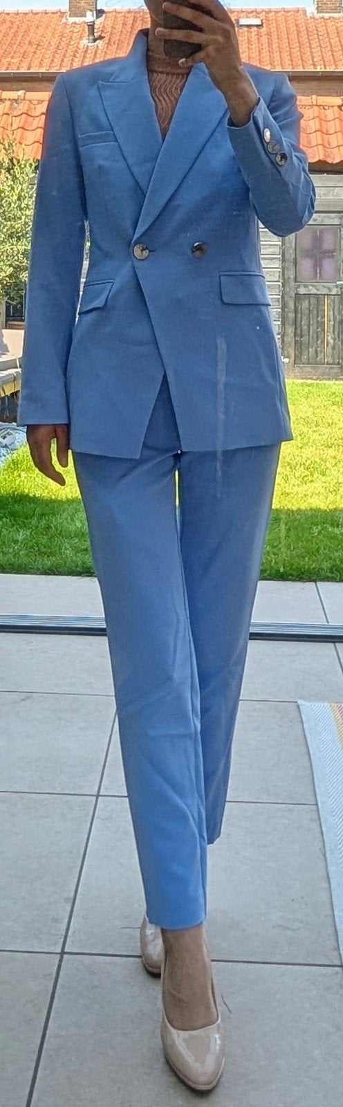 Nikkie pak maat 34, Kleding | Dames, Kostuum of Pak, Blauw, Ophalen of Verzenden, Zo goed als nieuw