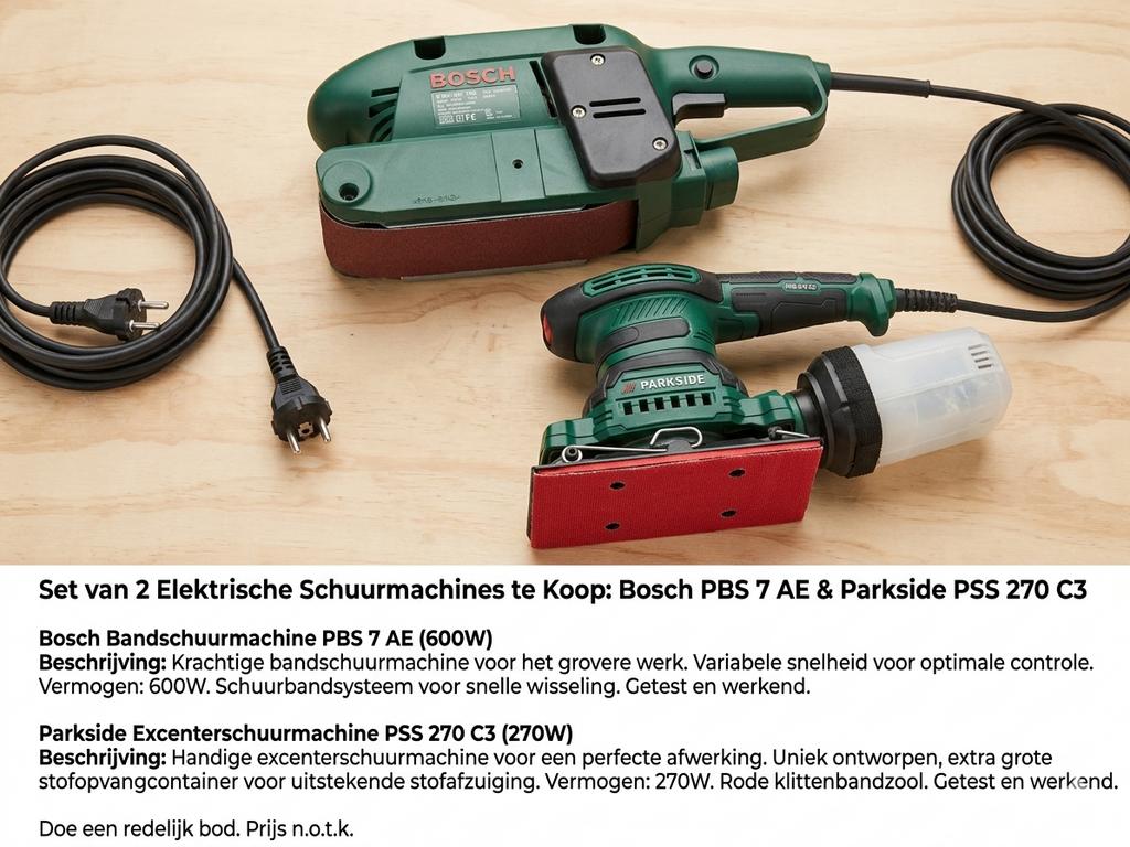 Set van 2 Schuurmachines: Bosch Bandschuurmachine & Parkside, Doe-het-zelf en Verbouw, Gereedschap | Schuurmachines, Ophalen, Gebruikt