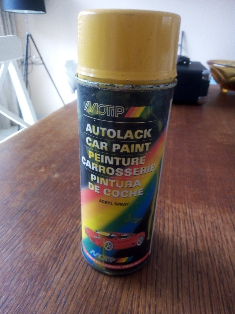 motip 43550 autolak acryl spuitbus-geel-400 ml, Auto diversen, Ophalen of Verzenden