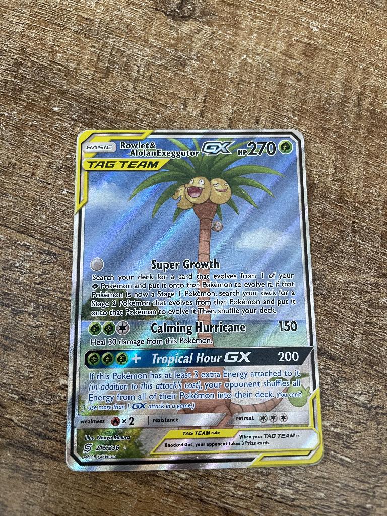 Rowlet & AlolanExeggutor GX, Ophalen of Verzenden, Zo goed als nieuw, Losse kaart