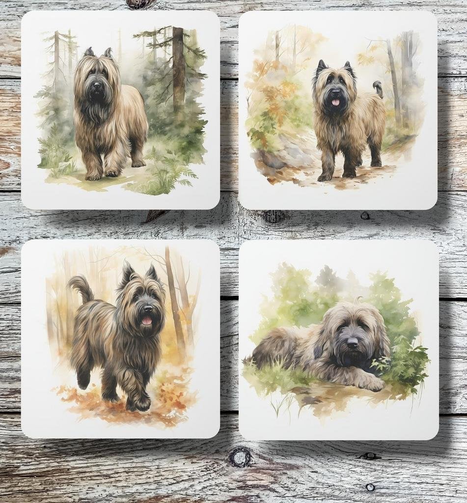 Briard Aquarel onderzetters met houder, Huis en Inrichting, Woonaccessoires | Onderzetters, Nieuw, Ophalen of Verzenden