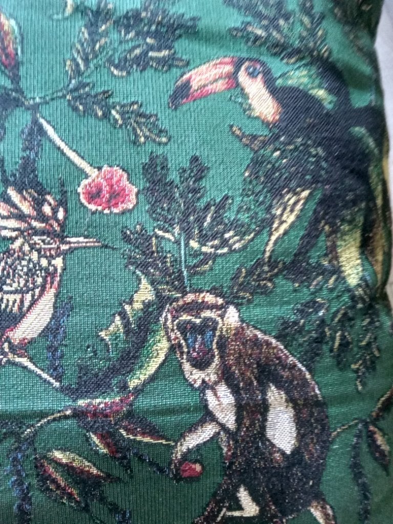 Donkergroen kussen met jungle print, Ophalen, Nieuw, Groen, Vierkant