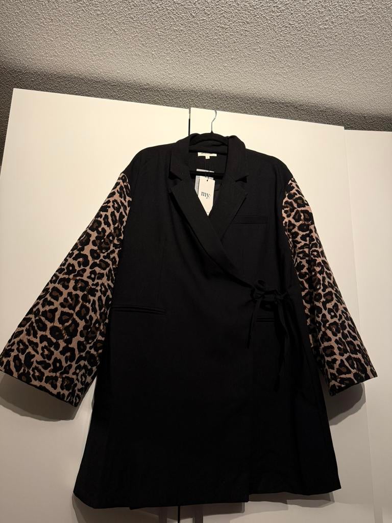 My Jewellery blazer jurk met panterprint mouwen maat L, Ophalen of Verzenden, Nieuw, Roze, Boven de knie