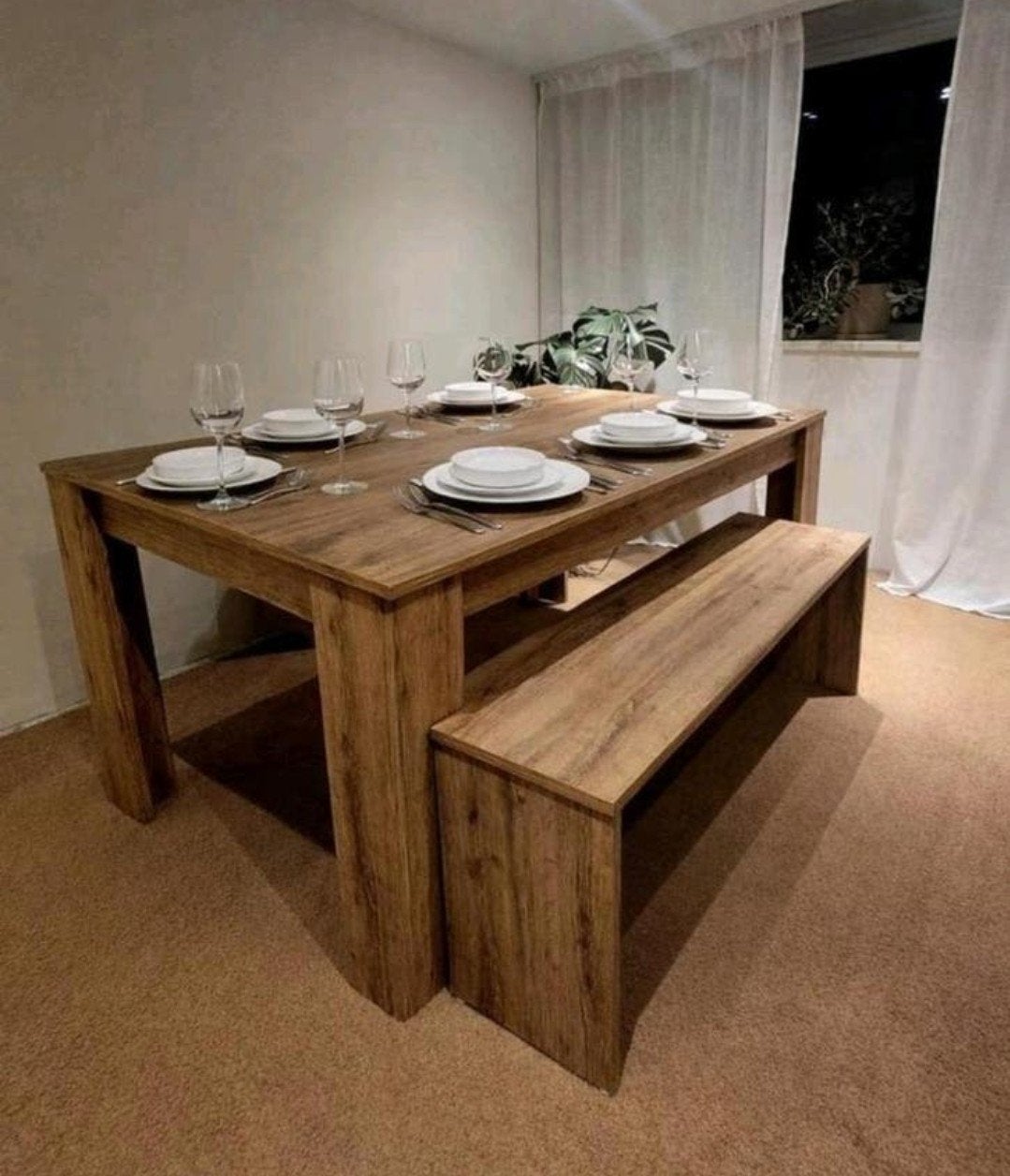 Eettafel met 2 bankjes, Huis en Inrichting, Tafels | Eettafels, Ophalen, Gebruikt, 50 tot 100 cm, 150 tot 200 cm