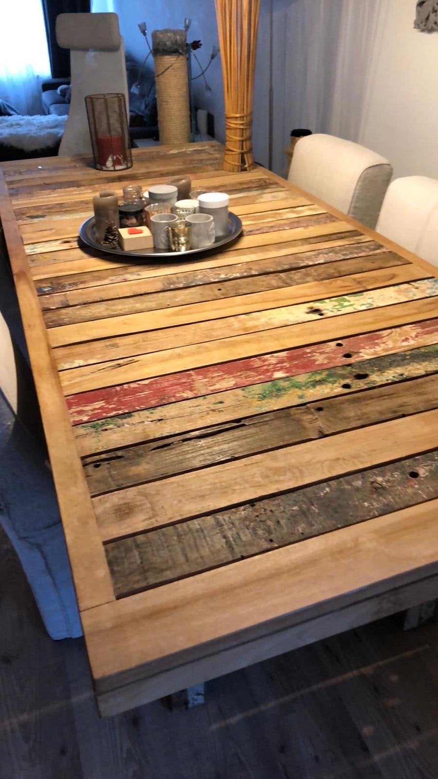 Robuuste Lodge Eetkamertafel 240x100cm - Gerecycled Hout, Huis en Inrichting, Tafels | Eettafels, Ophalen, Gebruikt, 100 tot 150 cm