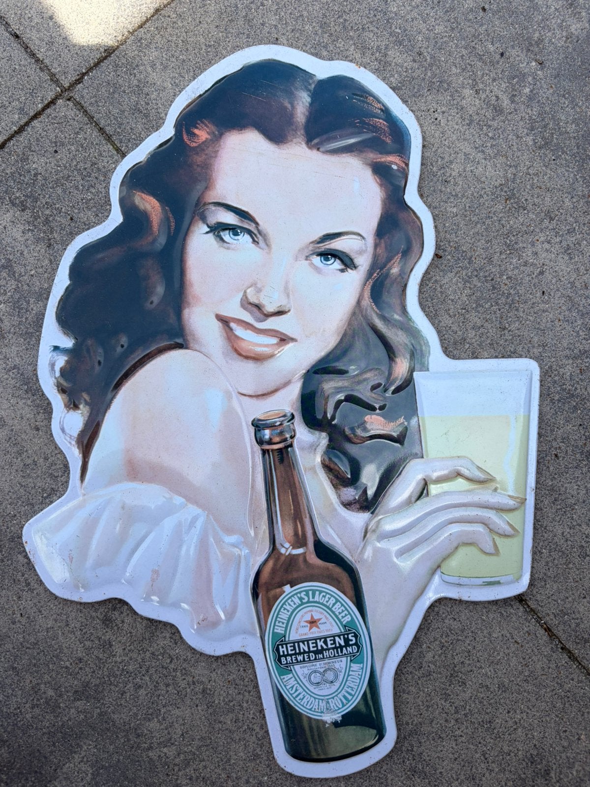 Heineken reclame bord, Ophalen, Gebruikt, Reclamebord