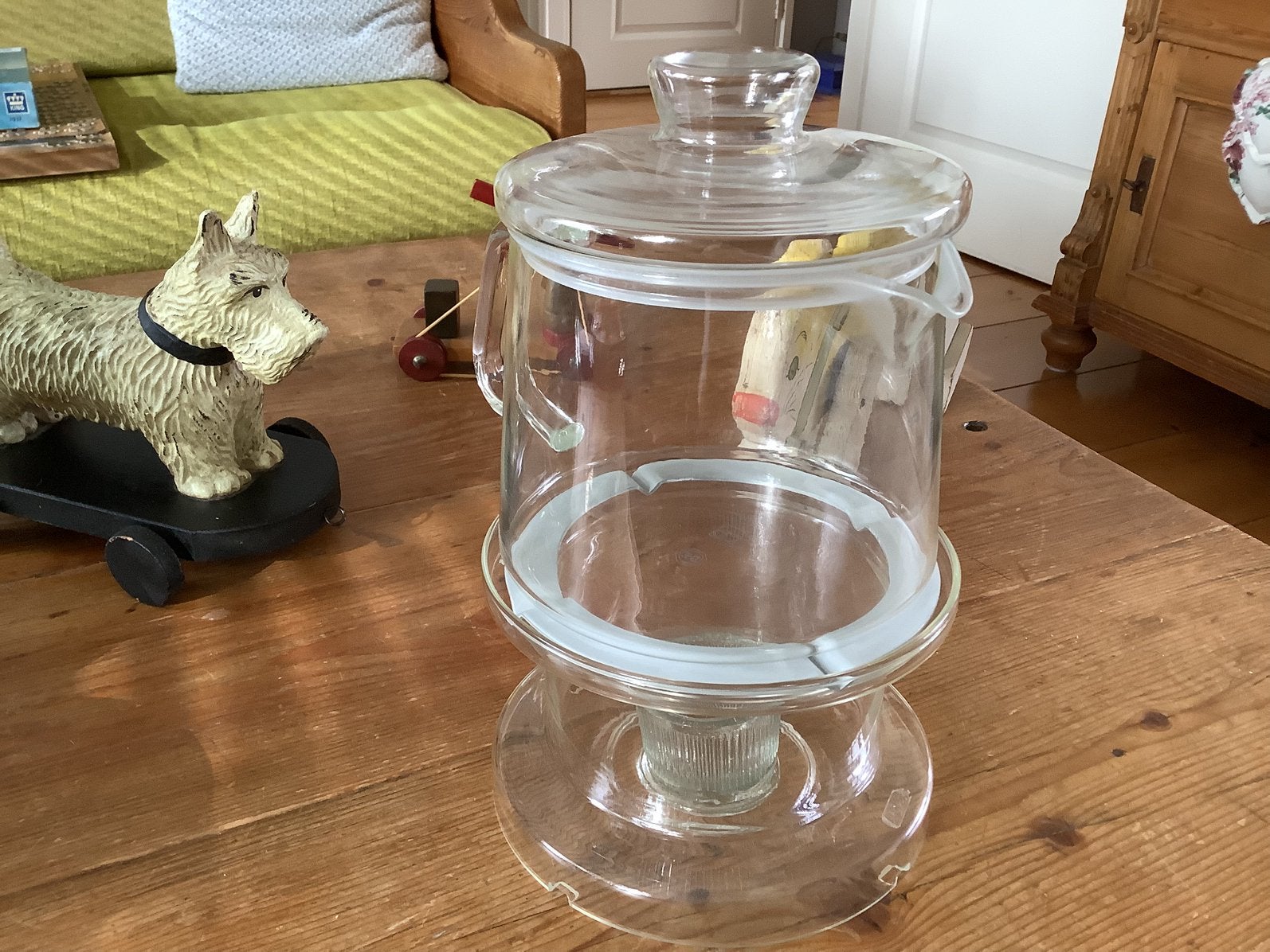 Glazen theepot met theelicht, Ophalen of Verzenden, Zo goed als nieuw, Overige typen