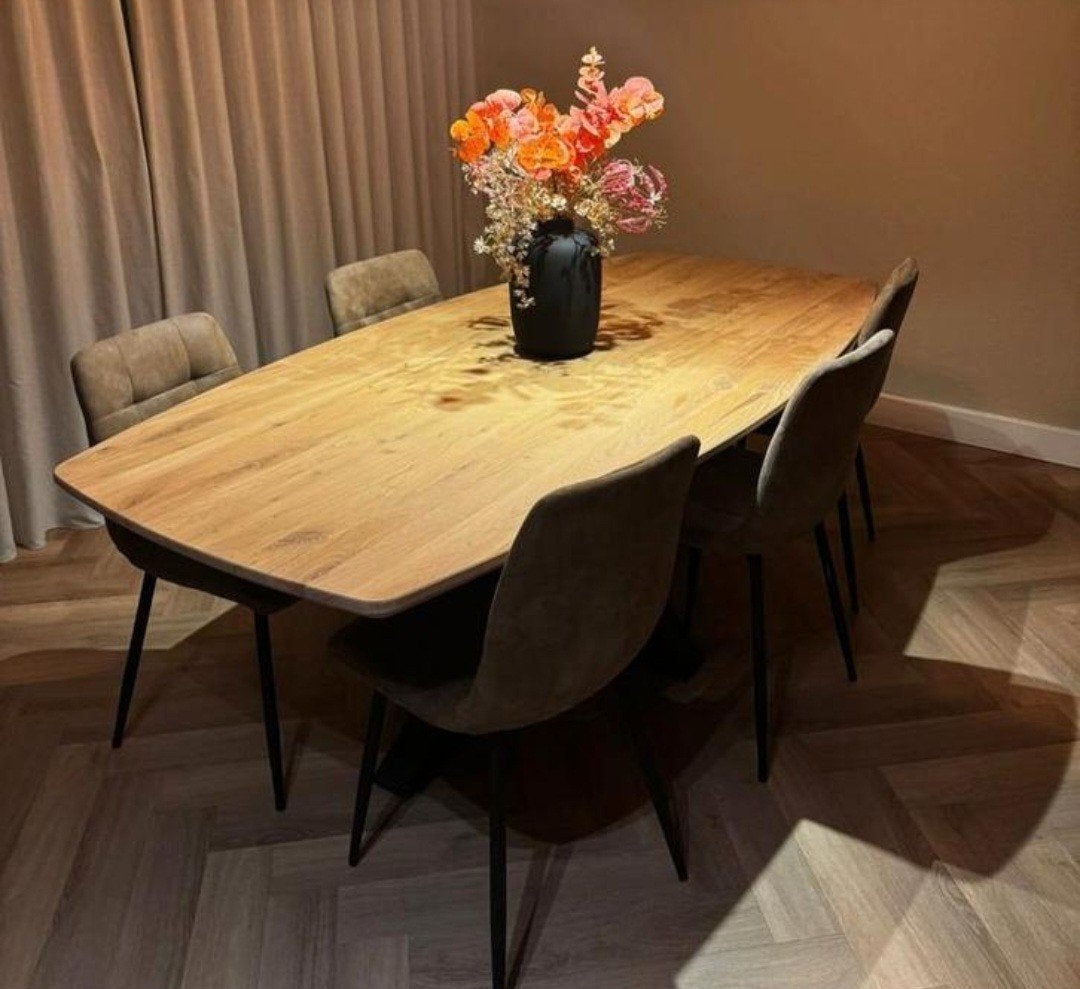 Deense Ovale Eettafel 220x100cm Massief Eiken, Ophalen, 100 tot 150 cm, Vijf personen of meer, Deens, Modern, Industrieel