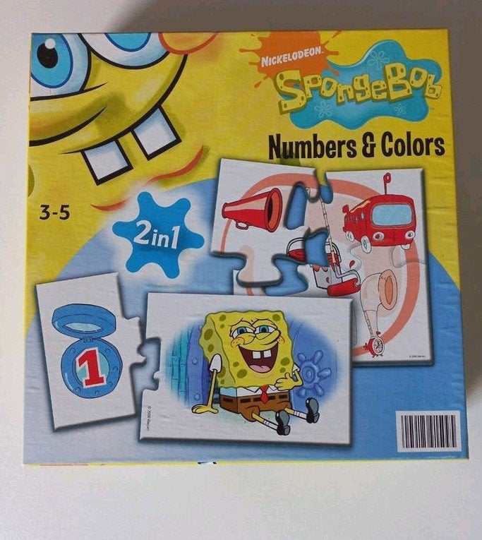 SpongeBob Puzzel 2-in-1: Nummers & Kleuren (3-5 jaar), Ophalen of Verzenden, 10 tot 50 stukjes, Zo goed als nieuw, 2 tot 4 jaar