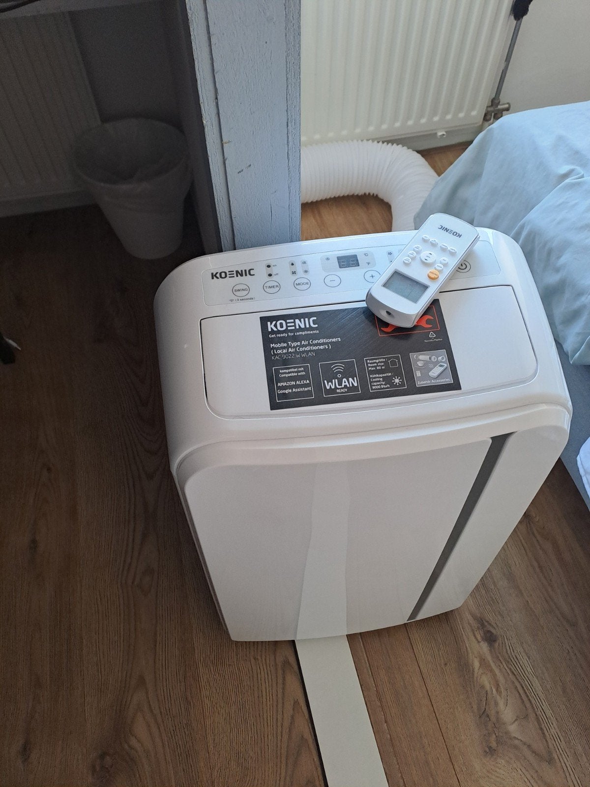 Koenic Mobiele Airco KAC 9022 W WLAN met Afstandsbediening, Witgoed en Apparatuur, Airco's, Timer, Minder dan 60 m³, Nieuw, 3 snelheden of meer