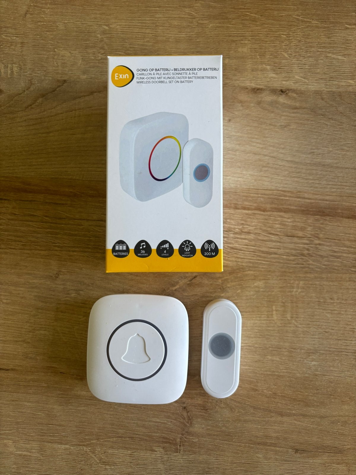 Exin Draadloze Deurbel Set op Batterij - Nieuw, Ophalen of Verzenden, Nieuw, Draadloos