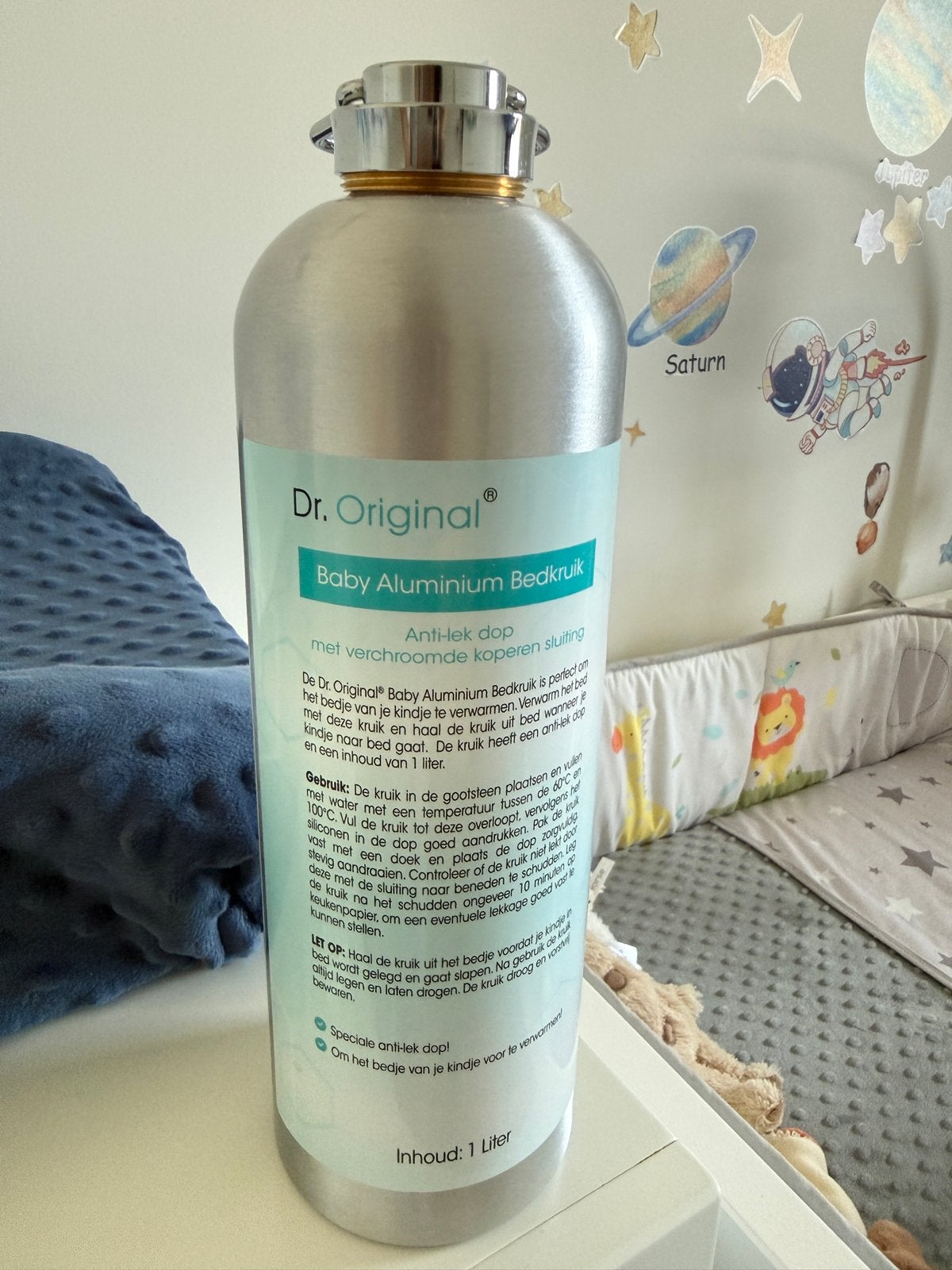 Dr. Original Baby Aluminium Bedkruik - Anti-lek dop, Ophalen, Zo goed als nieuw