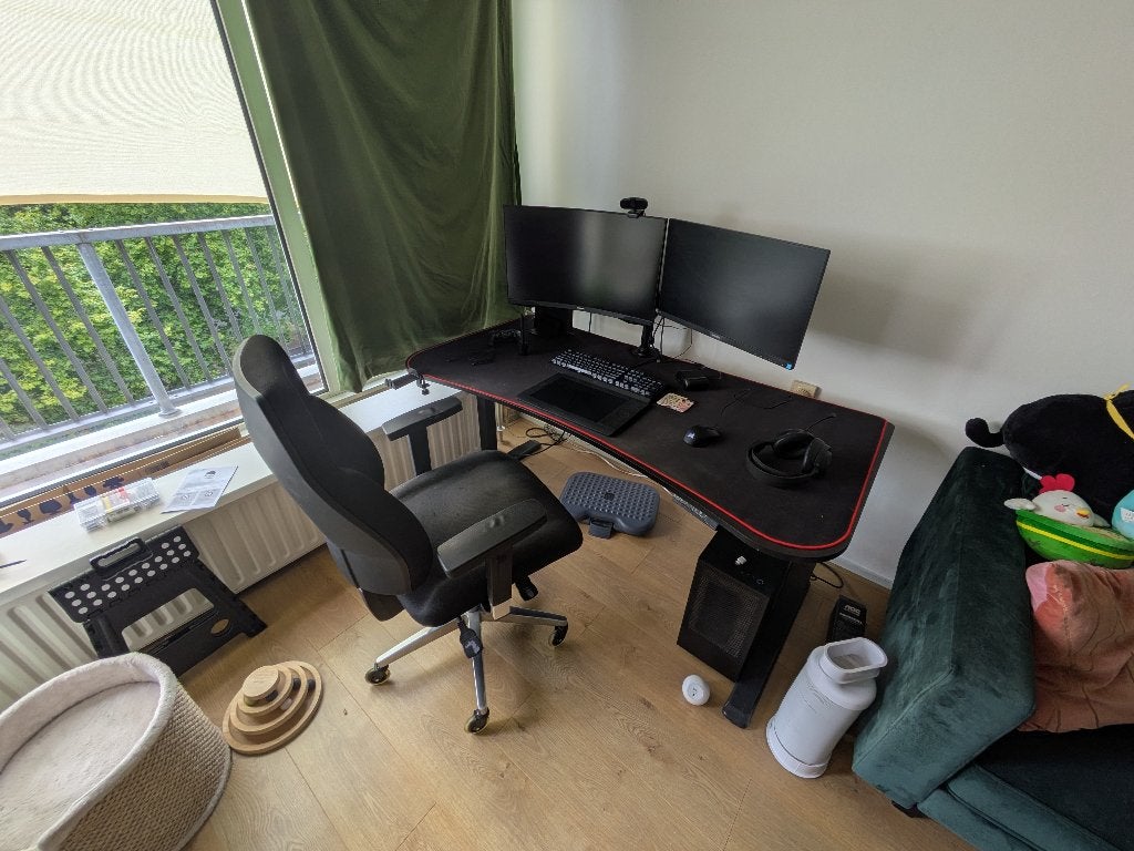 Verstelbaar bureau - 160cm breed, Ophalen, 160 cm, Gebruikt, Hout