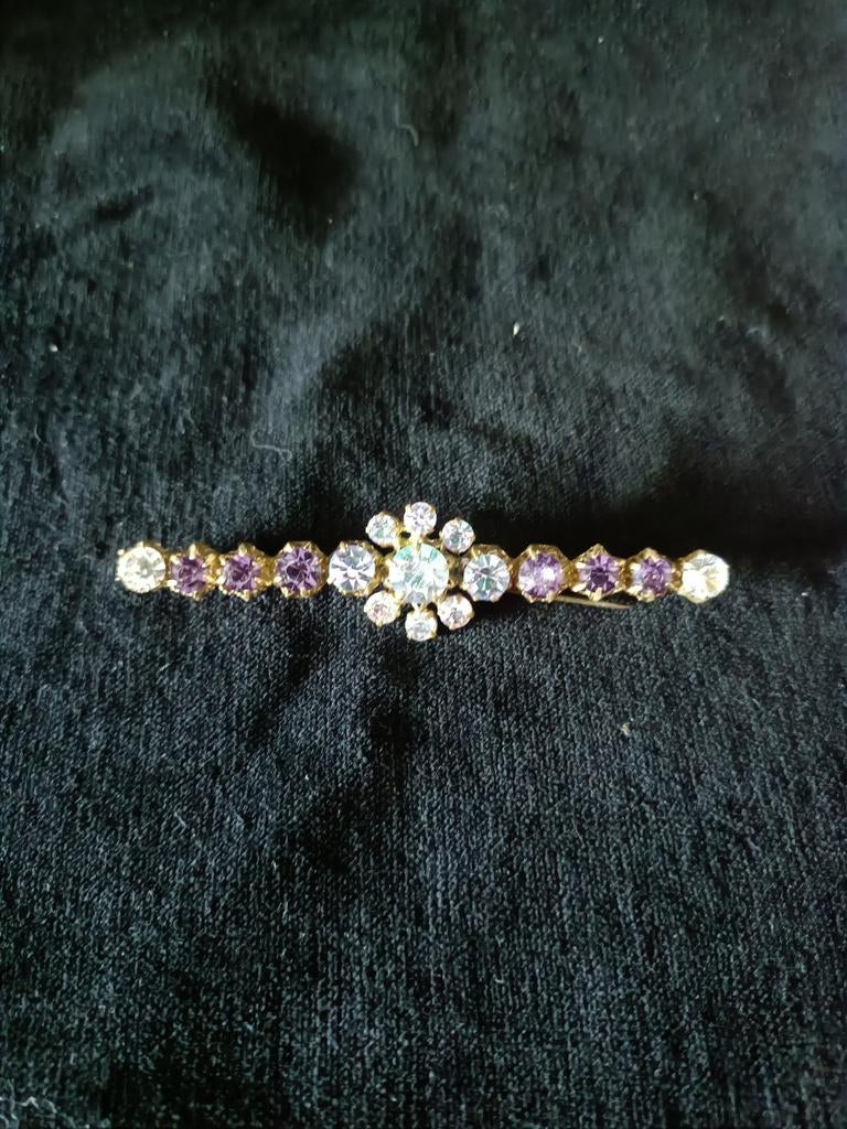 Vintage Glaskristallen Broche Jaren '50 - 8,5cm, Ophalen of Verzenden, Overige materialen, Met kristal