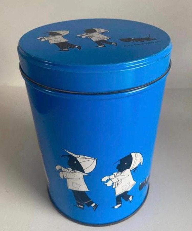 Blauw blik met Jip en Janneke. Hoogte 14,5 cm Drsn. 10 cm, Verzamelen, Ophalen of Verzenden, Zo goed als nieuw